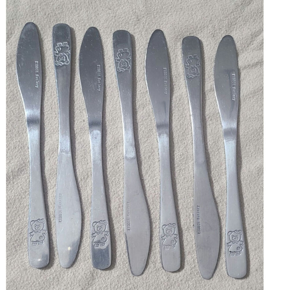 Kiddie Kutlery 7 Pc Teddy Bear Child Silverware Set Stainless Vintage